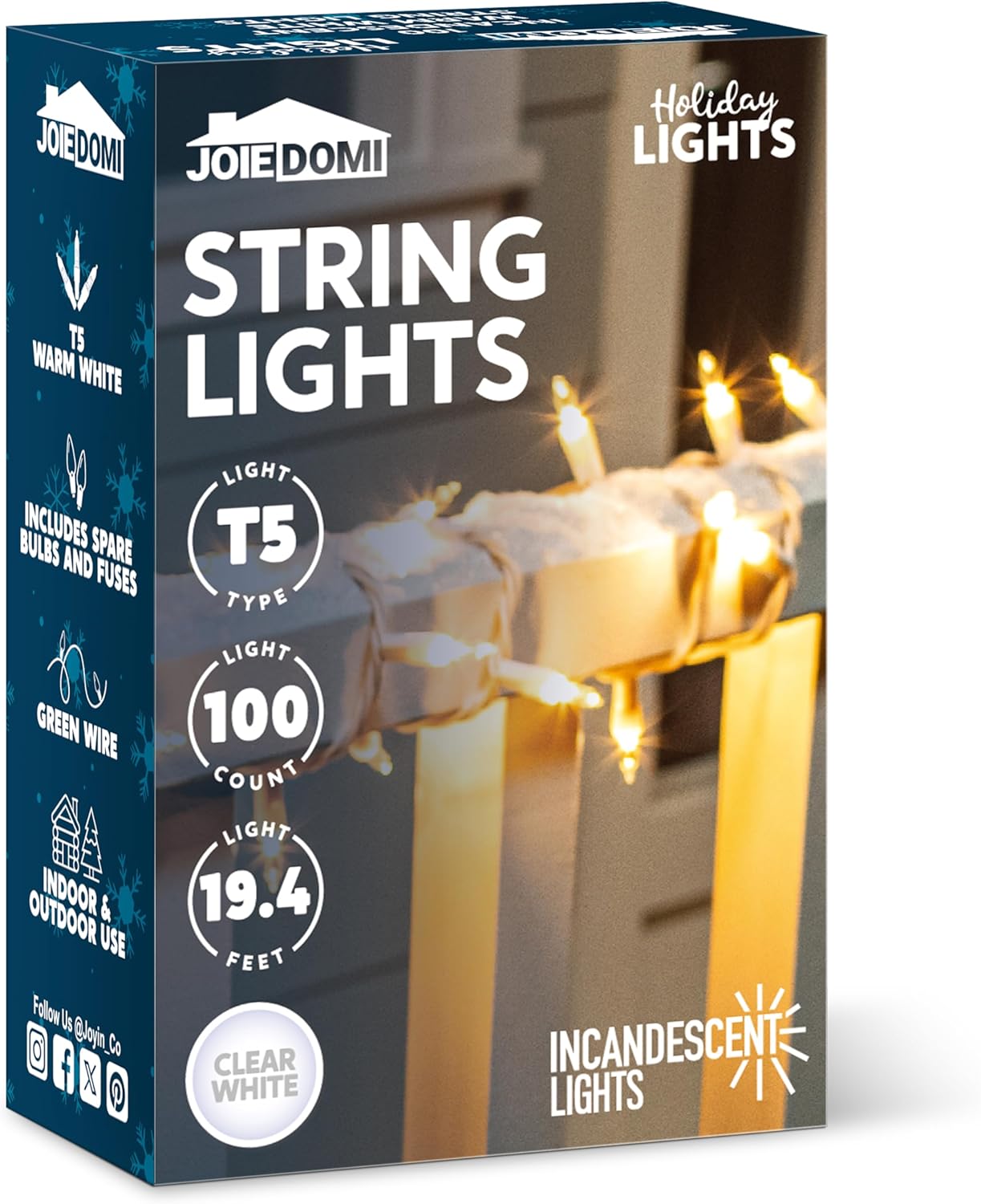 Christmas String Lights, 100CT Mini Warm Fairy Light,21.5FT Lighting Decor - White Wire