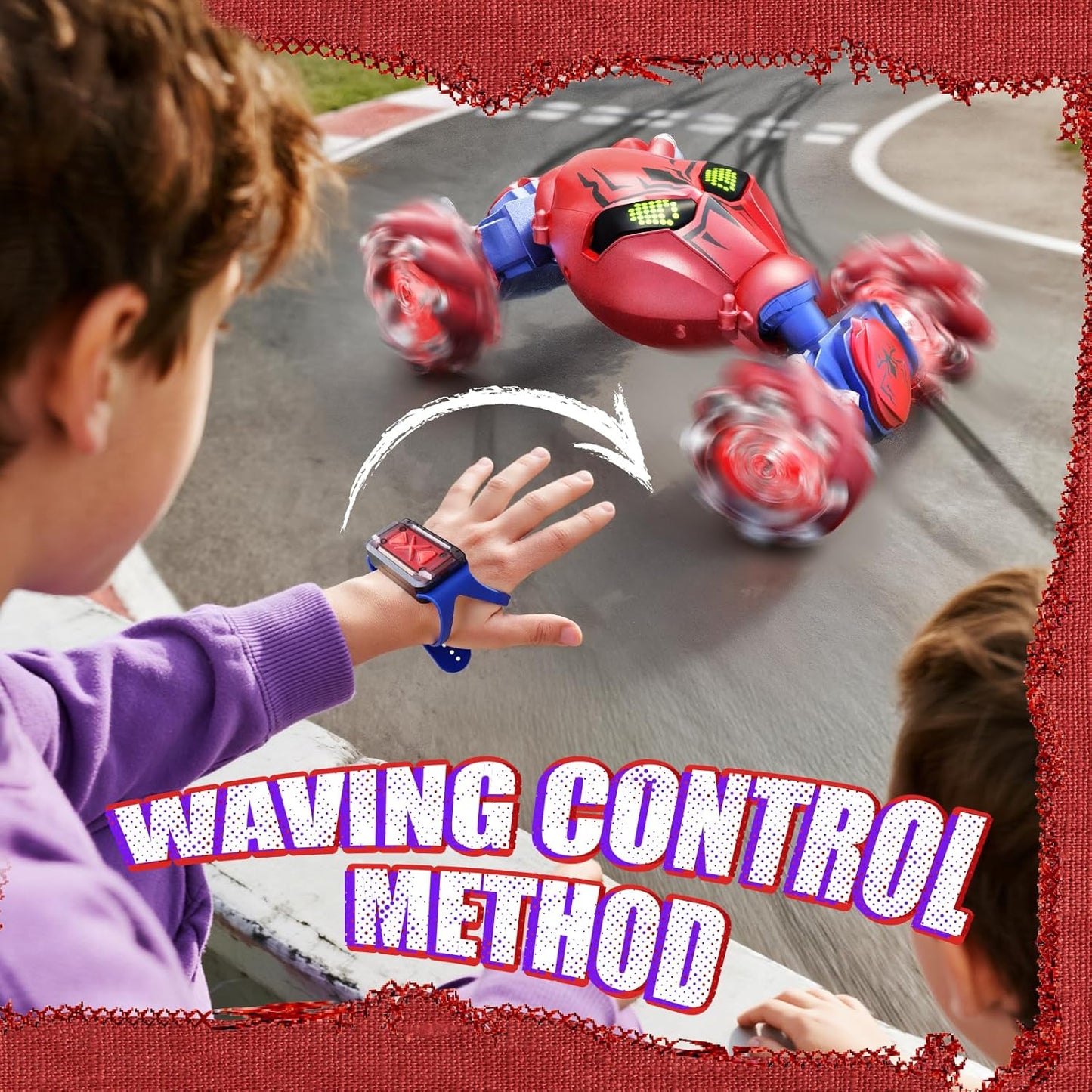 V993 Gesture Sensing RC Stunt Car, 4WD Remote Control Spider Toy Hand Controlled All Terrain Drift Car with 360° Rotation, LED Lights & Music