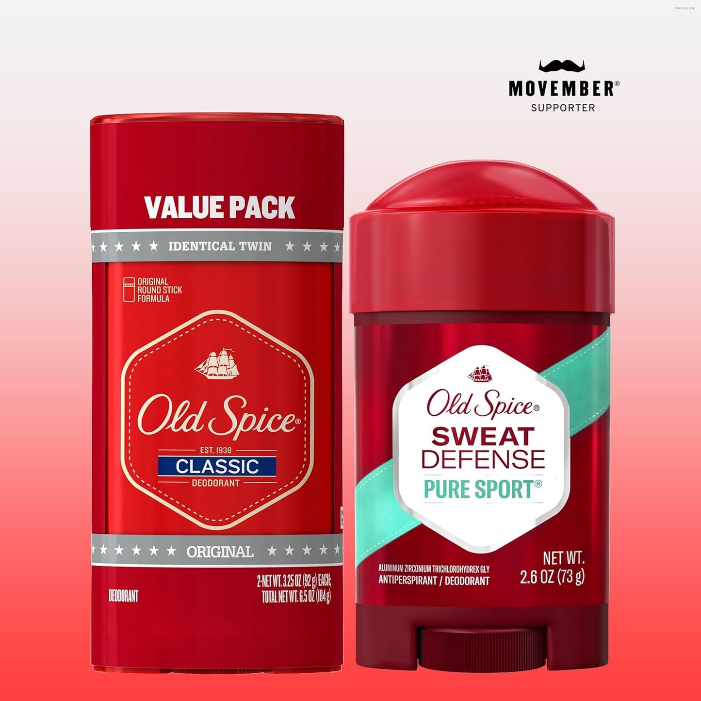 Old Spice Classic Deodorant for Men, 24hr Sweat & Odor Protection, Long Lasting Freshness, Clean & Masculine Fragrance - Original Scent (Pack of 2)