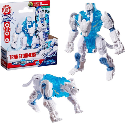 Transformers CYBERWORLD Cheetor Cyber Changers Energon Surge 4-Inch Action Figure Quick Change to Beast Mode - Robot Toys (Kids 6+)