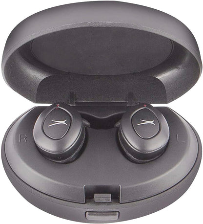 Altec Lansing True Evo+ Waarlik koordlose oorfone, 4 uur se batterylewe, ontvang tot 4 ladings onderweg, toegang tot Siri of Google stemassistent via Bluetooth deur jou slimfoon, MZX659-BLK