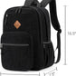 26L Backpack for School, College, and Travel: Corduroy Bookbag with 8 Compartments - Black