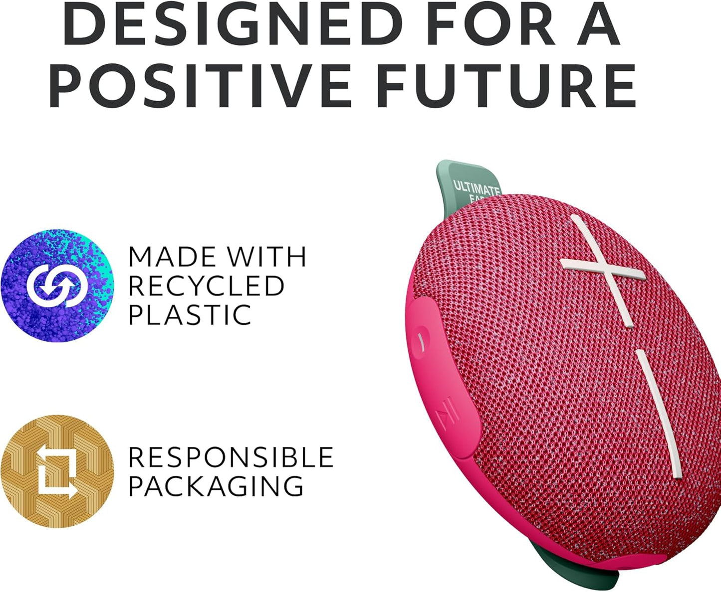 Ultimate Ears MINIROLL Ultra-Portable Waterproof Bluetooth Speaker, Big Bass, IP67 Dustproof, 131 ft Range - Gentle Pink