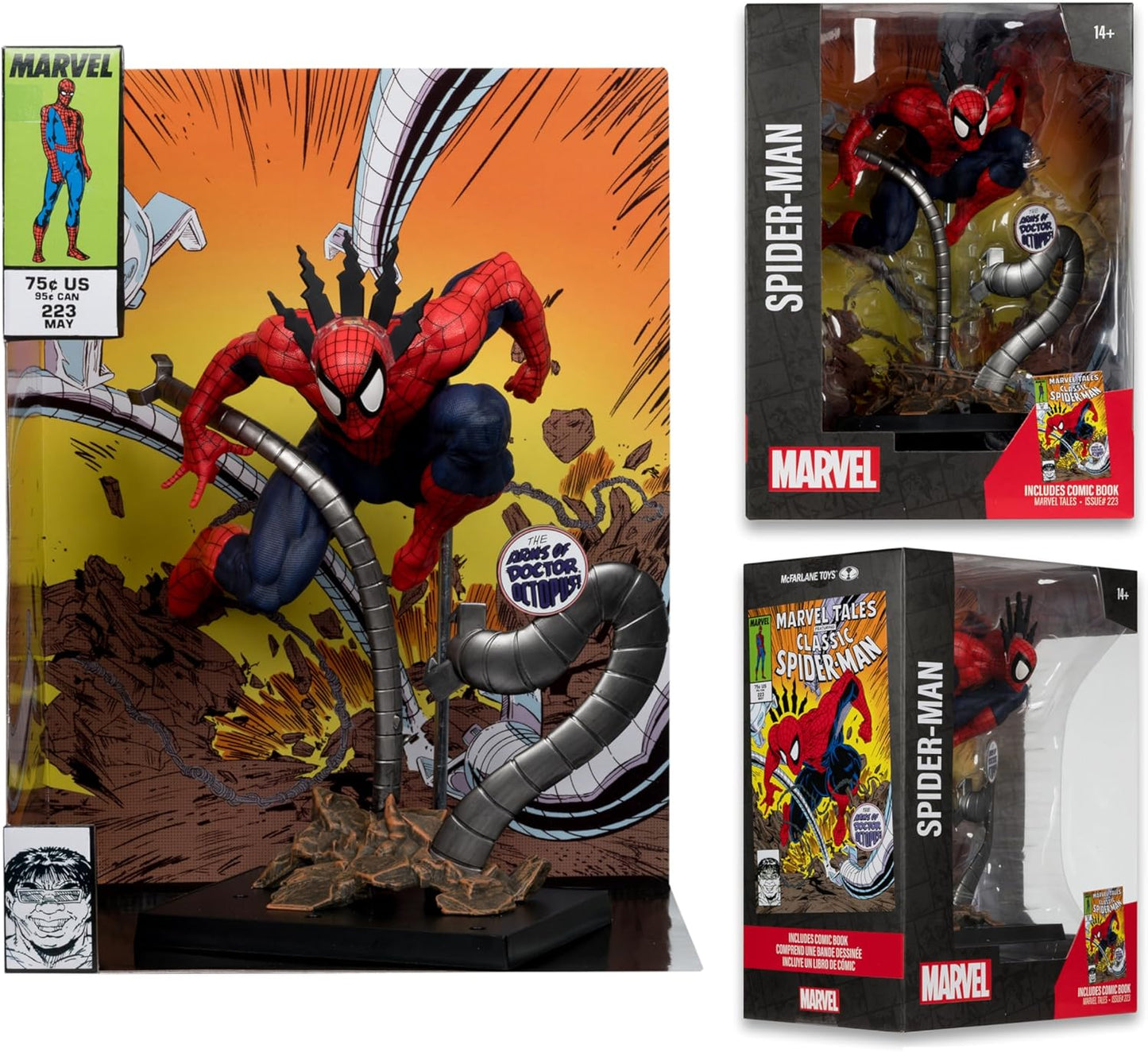 McFarlane Toys- Marvel Spider-Man Scale Collectible with Scene & Comic (Marvel Tales)