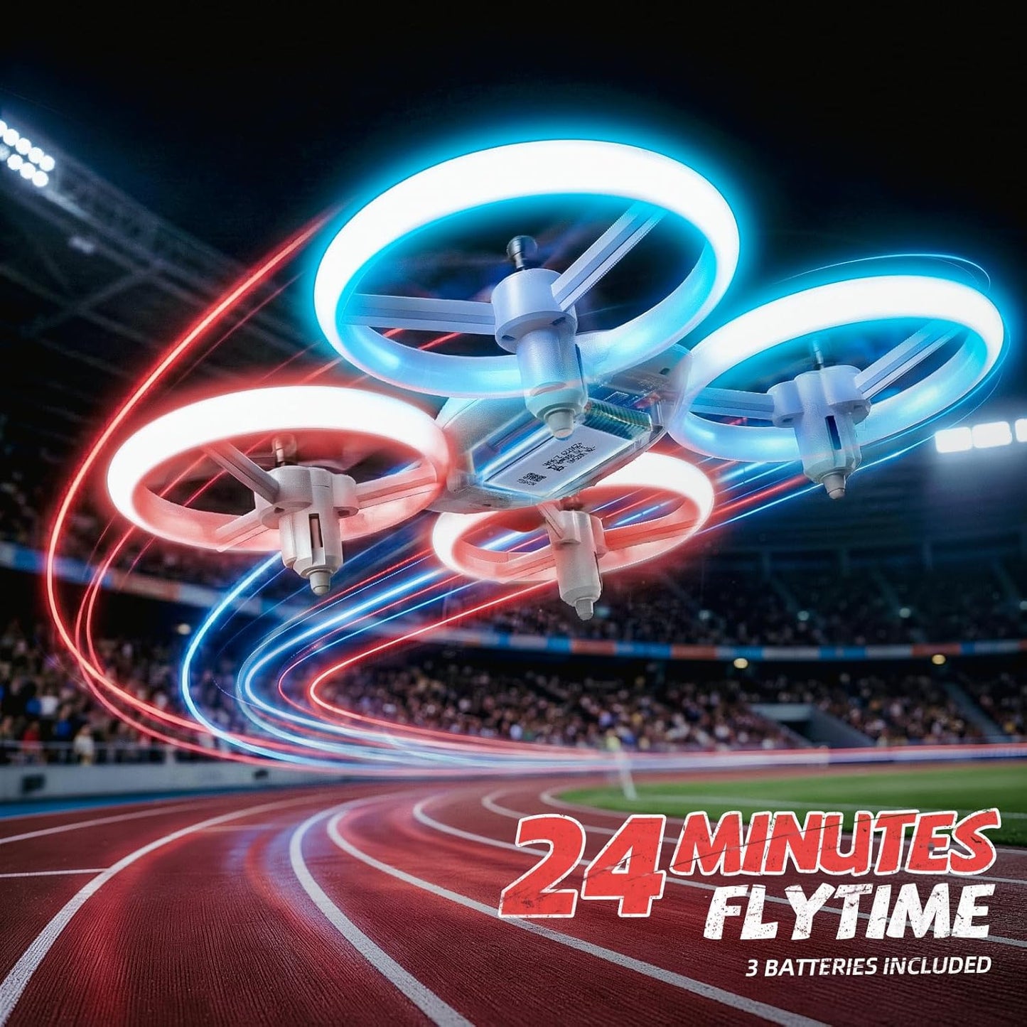 Drone for Kids & Adult, 3 Batteries 24 Min Flight Time, Anti-Collision RC Quadcopter w/ LED Light, Altitude Hold, Easy to Fly Kids Gifts for Boys & Girls Ages 14+