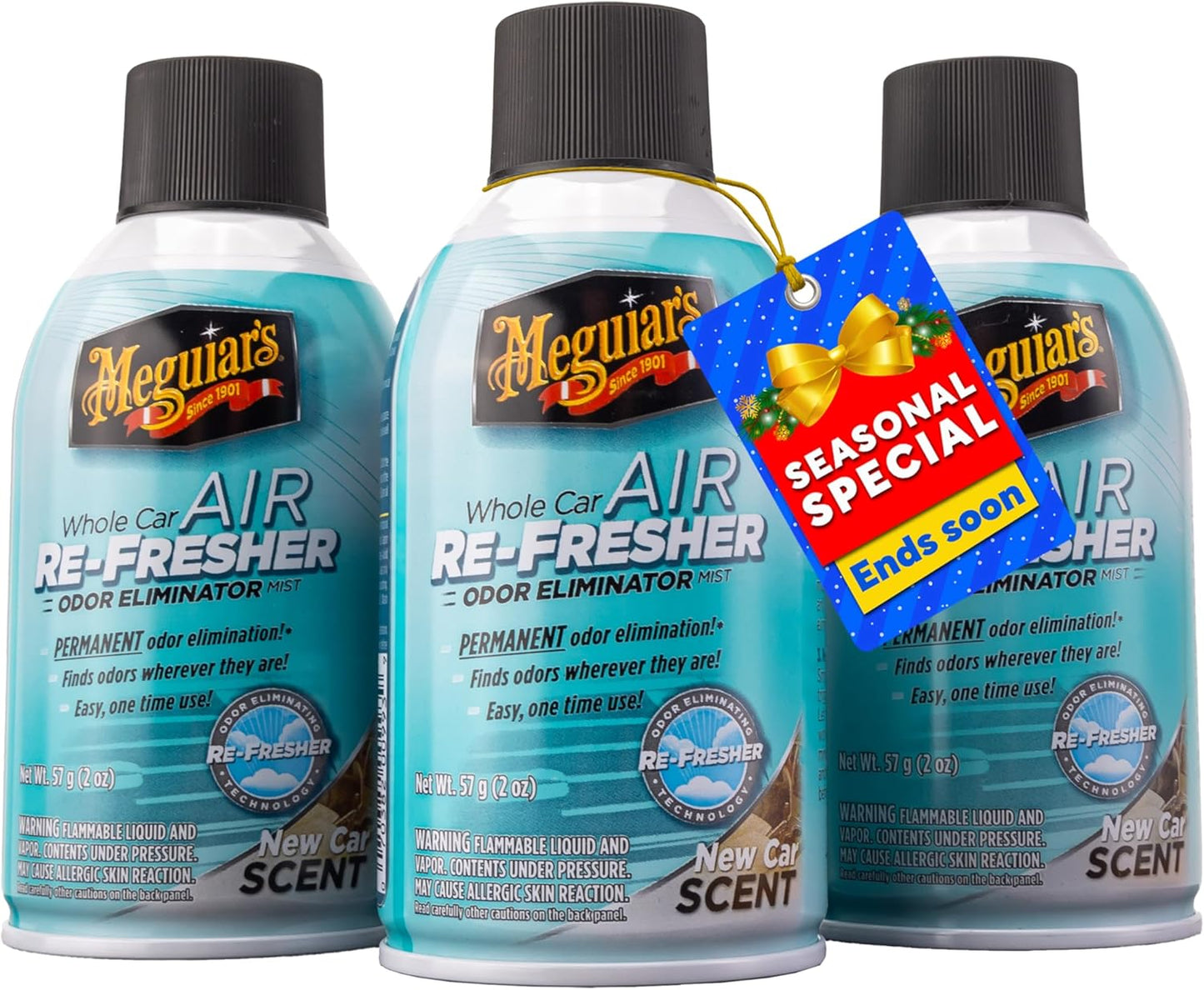 Meguiar's Whole Car Air Re-Fresher Geurbevegting Mis Lugverfrisser - Nuwe Motor Geur - 3PK (2 Oz Spuitbottels)