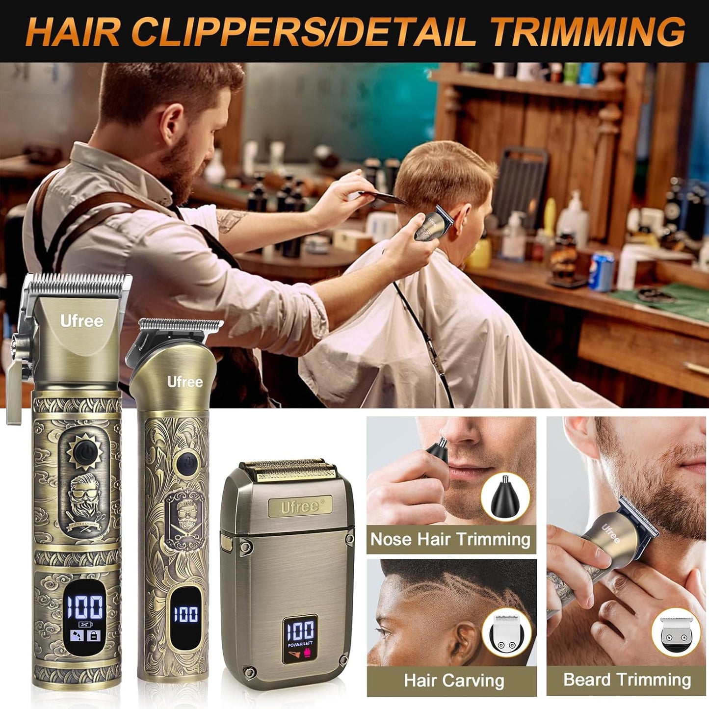 Beard Trimmer, Hair Clippers Mens Shaver Electric Razor, Hair Trimmer for Men Cordless Barber Clippers and Trimmers Set, Hair Cutting Kit for Men Grooming Gifts