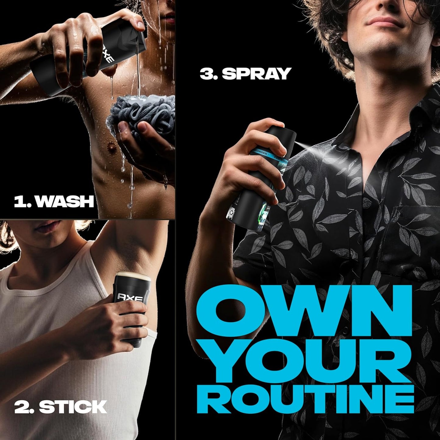 AXE Fine Fragrance Collection Body Spray Aqua Bergamot 72 Hour Freshness Aluminum Free - 2.9 oz (Pack of 3