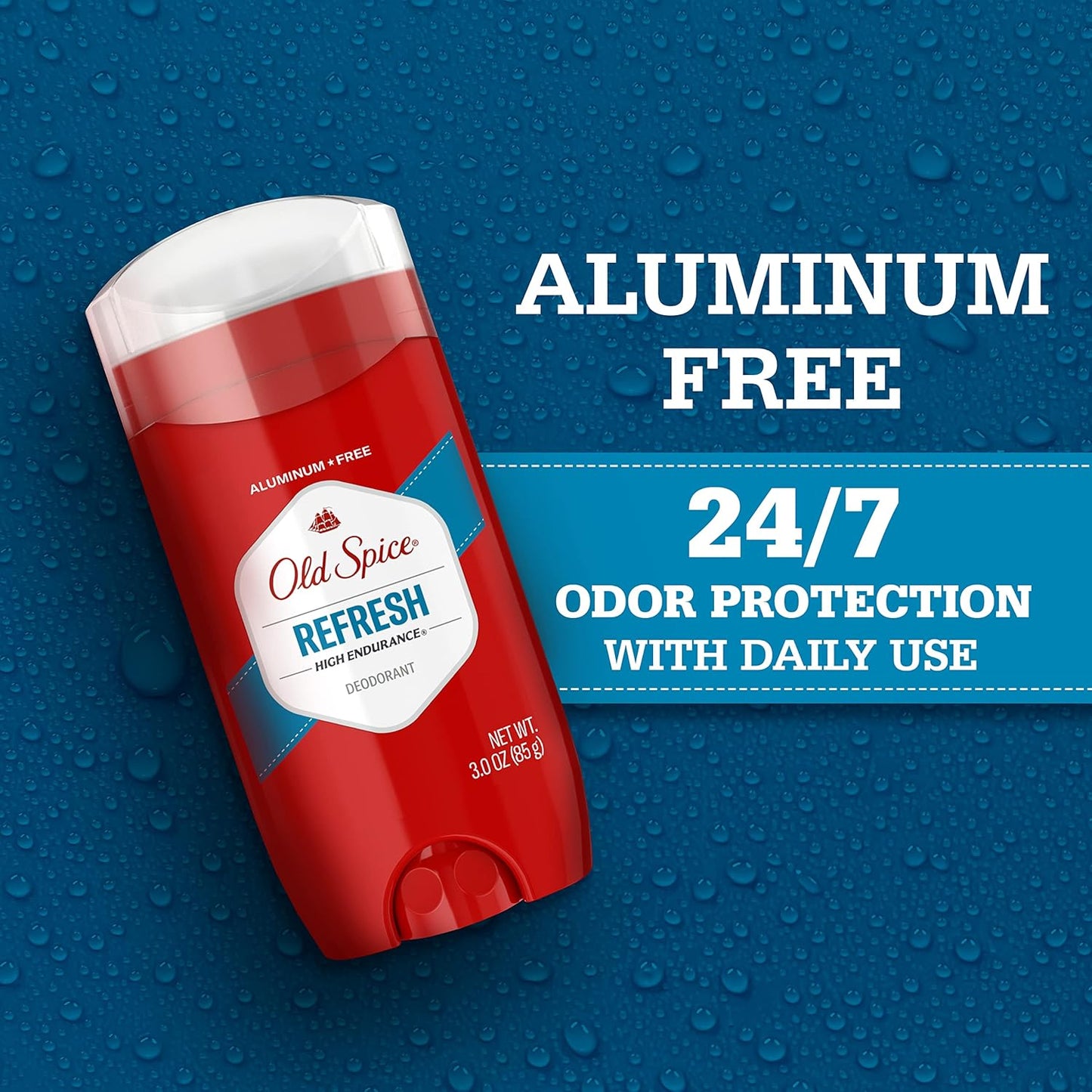 Old Spice Aluminum Free Deodorant For Men, High Endurance, 24/7 Sweat Defense & Odor Protection - Refresh Scent (Pack of 3)