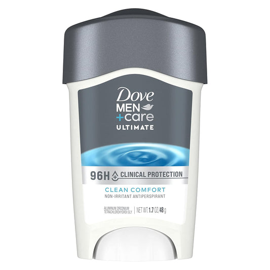 DOVE MEN CARE Clinical Protection Antiperspirant Clean Comfort Stick 96-Hour Sweat and Odor Protection Moisturizing Cream 1.7 oz (2ct)