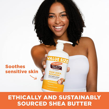 Palmer's Shea Formula Raw Shea Body Lotion for Dry Skin, Hand & Body Moisturizer, Value Size Pump Bottle, 33.8 oz (Pack of 1)