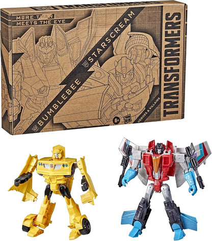 Transformers Toys Heroes and Villains Bumblebee and Starscream 2-Pack Action Figures - for Kids Ages 6 and Up, 7-inch (Amazon Exclusive)