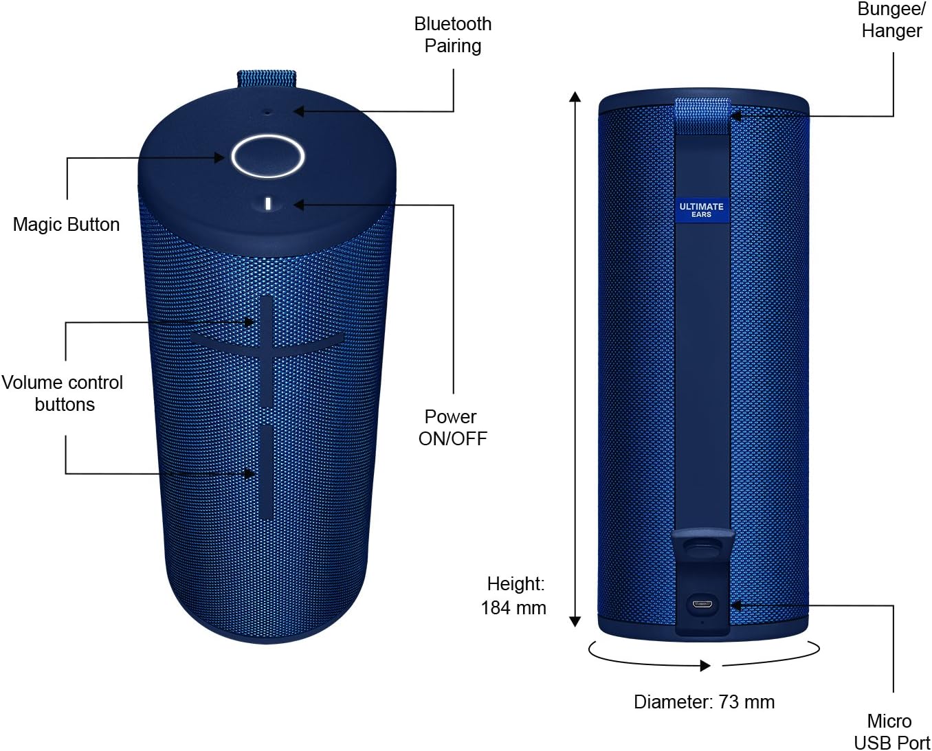 Ultimate Ears Boom 3 Wireless Bluetooth Speaker, Bold Sound + Deep Bass, Bluetooth, Magic Button, Waterproof, 15 Hours Battery, Range of 150 ft, Lagoon Blue