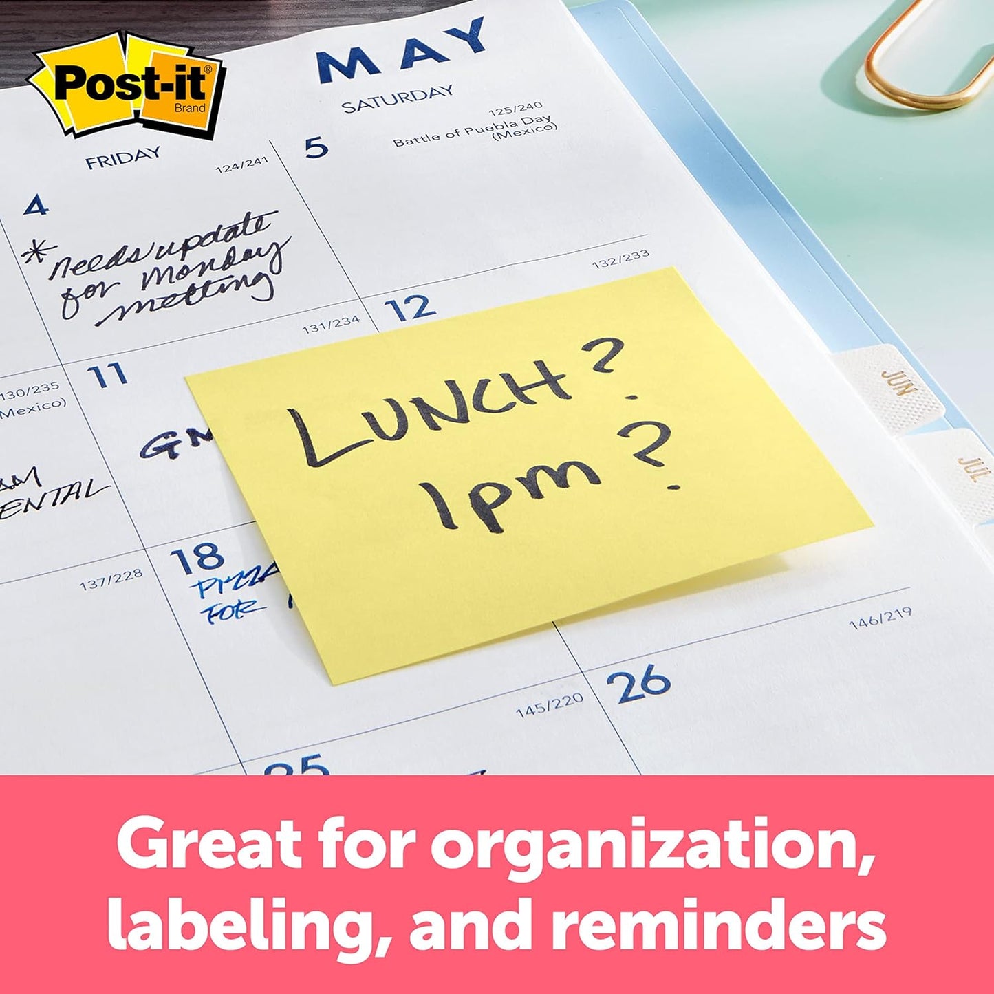 Post-it Notes, 3 in x 3 in, 4 Sticky Notes Pads, 50 Sheets per Pad - Iconic Canary Yellow Note (Pack of 3)