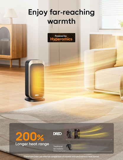 1500W Draagbare Elektriese Verwarmer met Afstandbeheer en Termostaat, PTC Keramiek, Veiligheidsverwarmer met 70° Ossillasie, Stil, 12H Aanskakeltydhouer - Goud