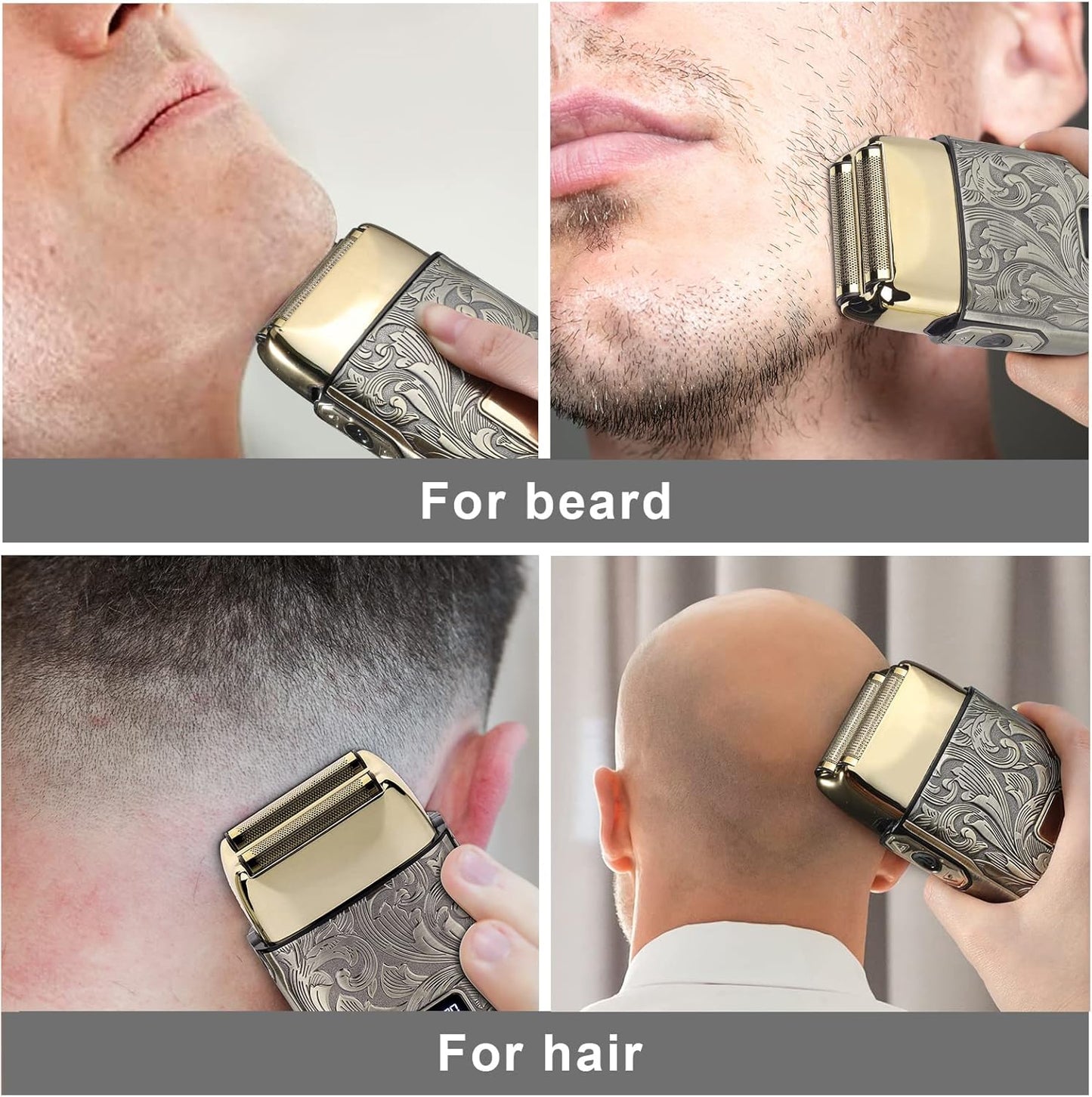 3-Speed Electric Shavers for Bald Men, Close Shave Head Shavers with Double Foil, Professional Clippers and Trimmers Set, Cordless Clippers for Hair Cutting