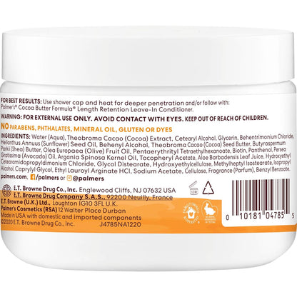 Palmer's Cocoa Butter & Biotin Length Retention Deep Conditioner, Strengthen, Nourish and Restore Elasticity and Shine, Suitable for All Curly Hair (8.5 oz)
