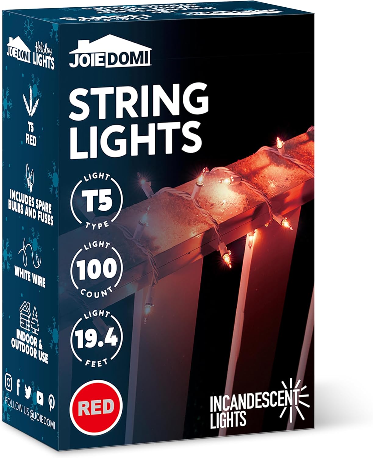 Kersfeesliggies, 100CT 6.5 m Beligtingsdekor - Mini Rooi