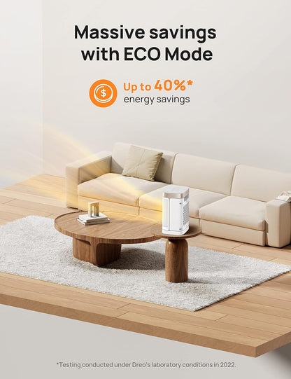Draagbare Atom One Ruimteverwarmer m/ Afstandbeheer, 70°Ossillerend m/ Digitale Termostaat, 1500W PTC Keramiek, 12h Tydhouer, Stil Veiligheidsverhitting - Starlight