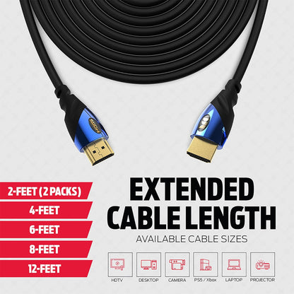 Monster 8K HDMI-kabel (2 VT) — 5 HDMI-kabel met 24K goue kontakte, 48 Gbps-spoed, 60/120 Hz verversingstempo, dinamiese HDR en eARC vir voortreflike beelde en klank