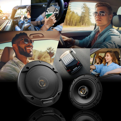Kenwood KFC-1666R Road Series Karooiers (Paar) - 6.5" 2-rigting Kar Koaksiale Luidsprekers, 300W, 4-Ohm Impedansie, Lapwoofer & Gebalanseerde Koepeltweeter, Swaar Diens Magneet Ontwerp