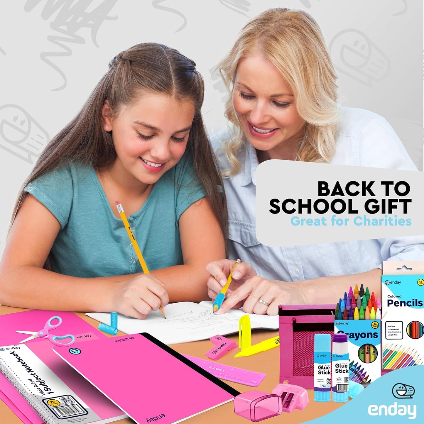 Back to School Supplies for Kids, Pink School Supply Box Premium Quality Kids School Supplies Kit, Kindergarten School Supplies for Girls and Boys, 71 Piece Set