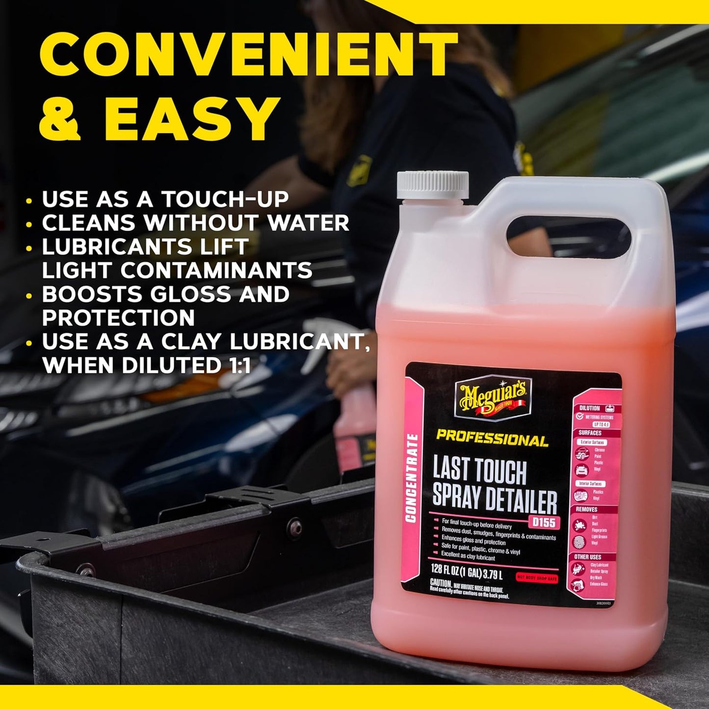 Meguiar's Last Touch Spray Detailer Verwyder Stof, Vlekke, Vingerafdrukke Verhoog Beskerming, (1 Gallon)