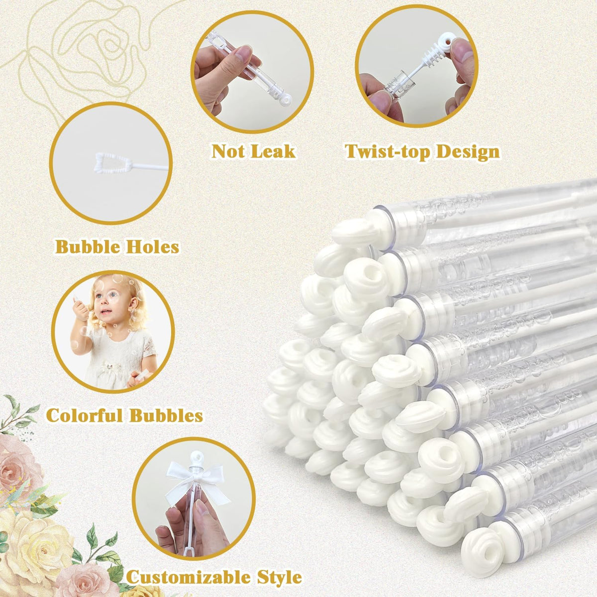 Mini White Bubbles for Kids (42 Count) Wedding Party Favors Gifts