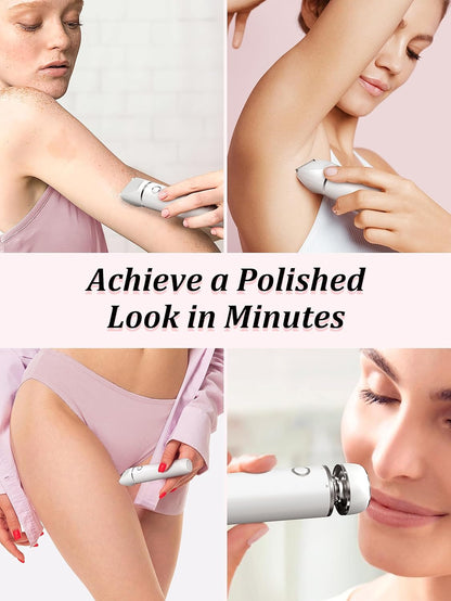 Bikini Trimmer and Shaver Kit - 2-in-1 Wet/Dry Electric Body Hair Trimmer Facial Hair Removal Cordless Waterproof (White)