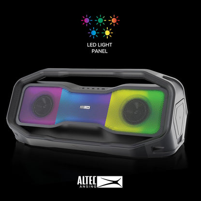 Altec Lansing Rockbox XL 2.0 Draagbare Bluetooth Draadlose Luidsprekers met LED-ligte, IP67 Waterdig en Duursaam vir Buitelug, 20 Uur Battery met Toepbeheer
