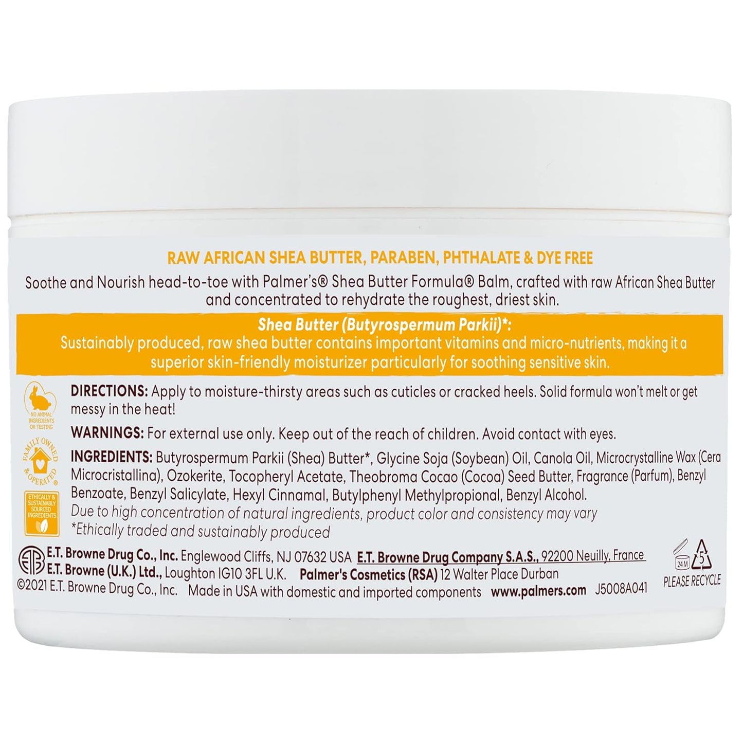 Palmer's Shea Butter Formula Raw Shea Butter Balm w/ Vitamin E, Nourishing Body Moisturizer for Rough, Dry Skin, 7.25 oz (Pack of 2)
