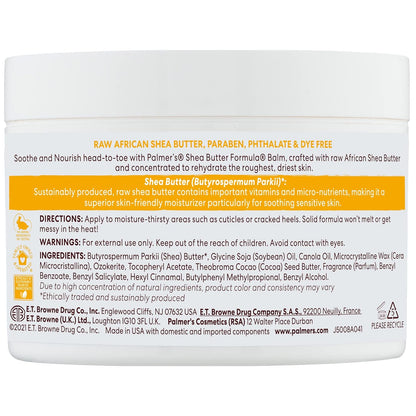 Palmer's Shea Butter Formula Raw Shea Butter Balm w/ Vitamin E, Nourishing Body Moisturizer for Rough, Dry Skin, 7.25 oz (Pack of 2)