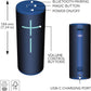 Ultimate Ears Boom 4 Portable Waterproof Bluetooth Speaker with 360-Degree Immersive Sound, Outdoor Floating Speaker, 15-Hour Battery, 147ft Range - Blue