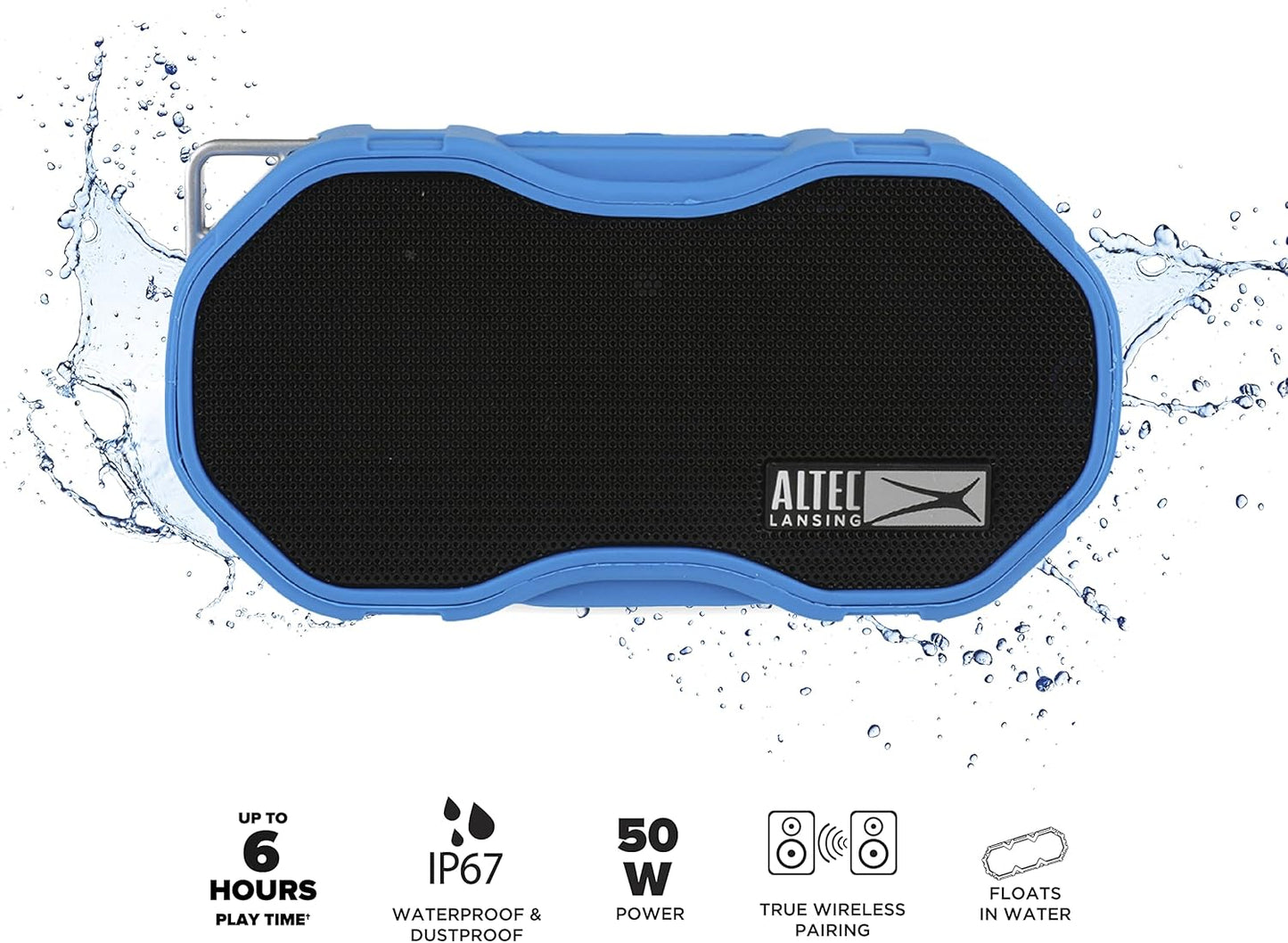 Altec Lansing Baby Boom XL - Waterdigte Bluetooth-luidspreker, Draadloos en Draagbaar vir Reis en Buiteluggebruik, Diep Bas en Harde Klank, 1 Pak, Blou