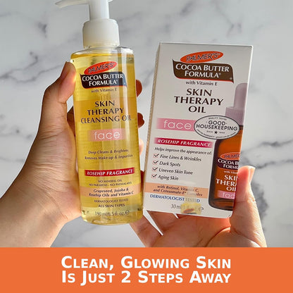 Palmer's Face Oil + Facial Cleanser Oil, Cocoa Butter with Vitamin E & Rosehip Fragrance Skin Care Bundles
