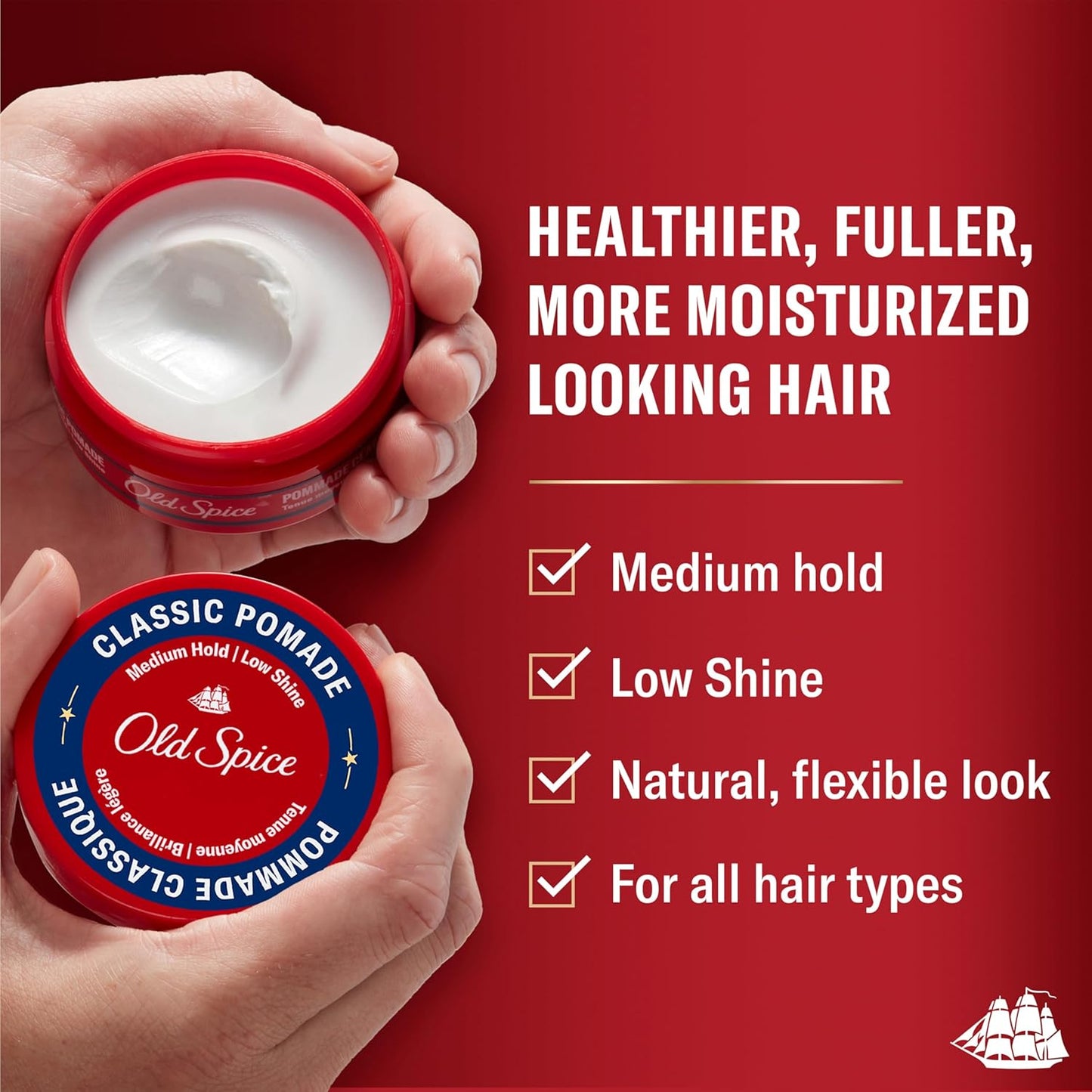 Old Spice Hair Pomade for Men, Medium Hold, Low Shine, Hair Styling (Twin Pack)
