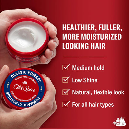 Old Spice Hair Pomade for Men, Medium Hold, Low Shine, Hair Styling (Twin Pack)