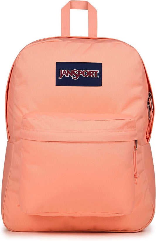 JanSport SuperBreak One-rugsak – Duursame, Liggewig Boeksak met 1 Hoofkompartement, Nutsgoed-voorsak met Ingeboude Organiseerder – Premium Rugsak, Peach Bum