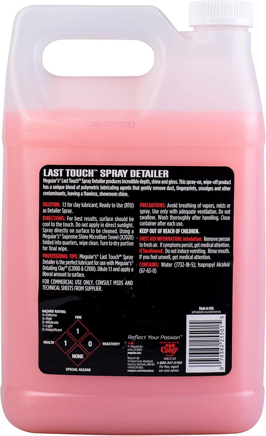 Meguiar's Last Touch Spray Detailer Verwyder Stof, Vlekke, Vingerafdrukke Verhoog Beskerming, (1 Gallon)