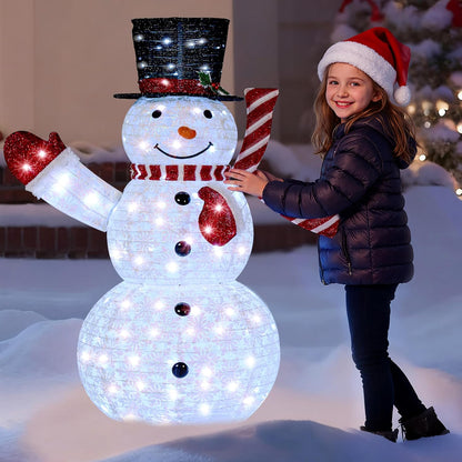 3 STUKE 3D Kersfees Opvoubare Sneeuman Tuinlig 270 Voorafverligte LED Koel Wit Ligte - Rooi Serp