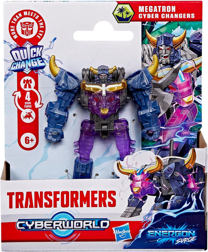 Transformers CYBERWORLD Megatron Cyber Changers Energon Surge 4-Inch Action Figure, Quick Change to Beast Mode - Robot Toys (Kids 6+)