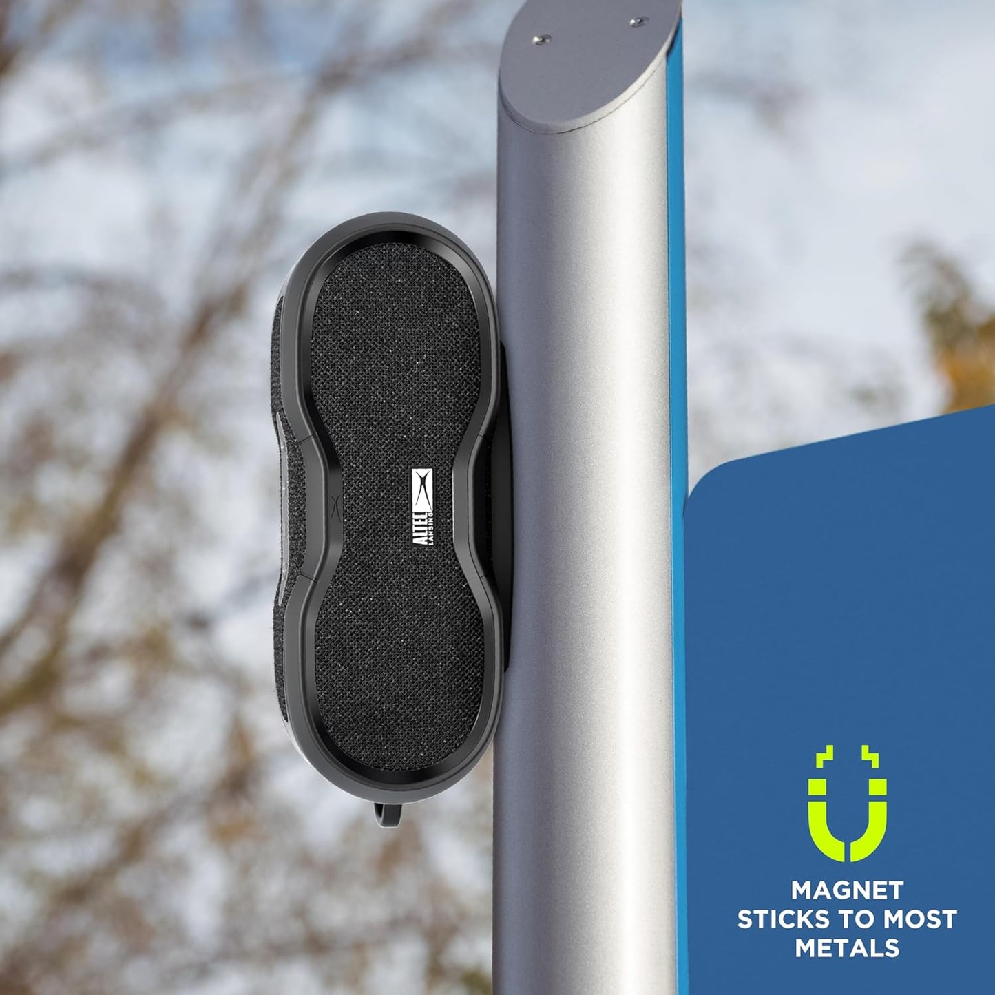 Altec Lansing BoomJacket XL Draadlose Bluetooth-luidspreker, Magnetiese Waterdigte Luidspreker, IPX7 Buite-luidspreker met 24H Speeltyd, Draagbare Luidspreker met Karabiner, Monteerbaar, Vinnige Laai
