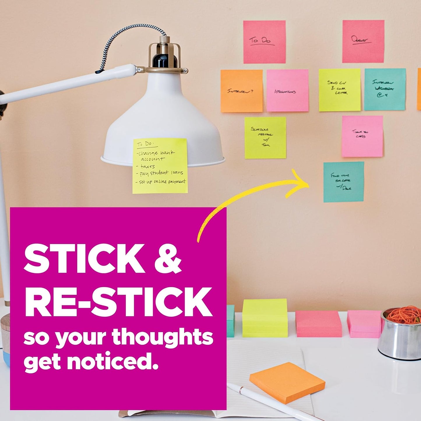 Post-it Super Sticky Notes Value Pack - 24 Pads, Convenient School Bus Carry and Storage Case, 2X The Sticking Power, 3x3", Bright Colors (Orange, Pink, Blue, Green, Yellow)