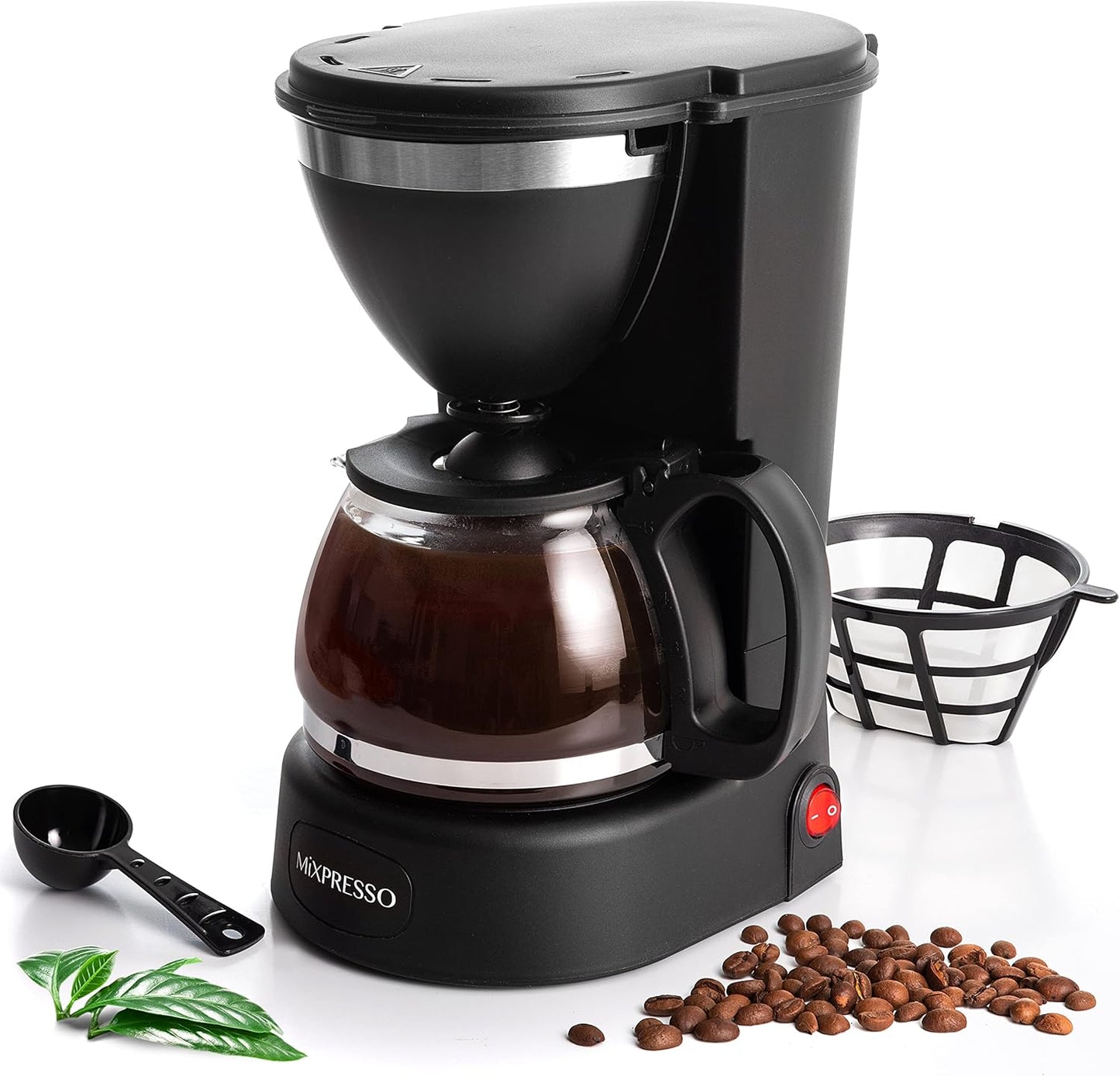 Drupkoffiemaker deur Mixpresso Coffee (6 Koppies), Swart