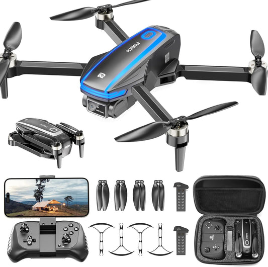 Drones w/ Camera 4K Brushless Motor for Beginners, FPV Foldable RC Quadcopter w/ Propeller Guards - 130° Lens, WiFi, Voice Control