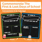 School Sign Board w/ Liquid Chalk Markers - 14x11” Double-Sided & Reusable - My First and Last Day - Back to School Supplies Board