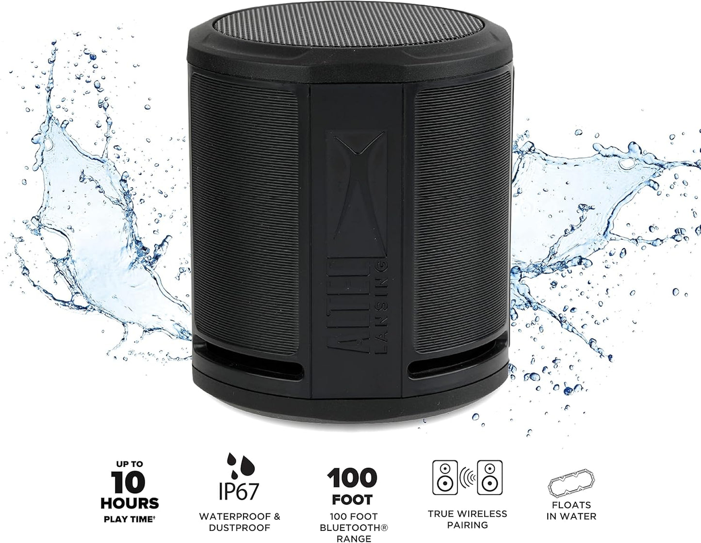 Altec Lansing HydraOrbit - Waterdigte Bluetooth-luidspreker, Liggewig en Draagbare Luidspreker vir Reis- en Buiteluggebruik, Swart