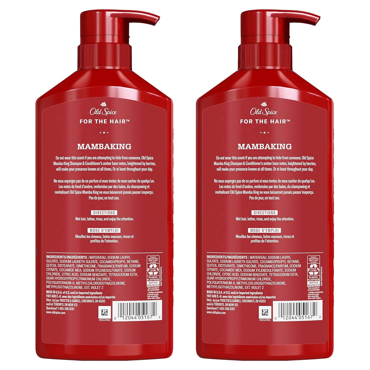 Old Spice MambaKing 2-in-1 Shampoo and Conditioner Set for Men - Berry Scent w/ Amber Base Notes (Twin Pack)