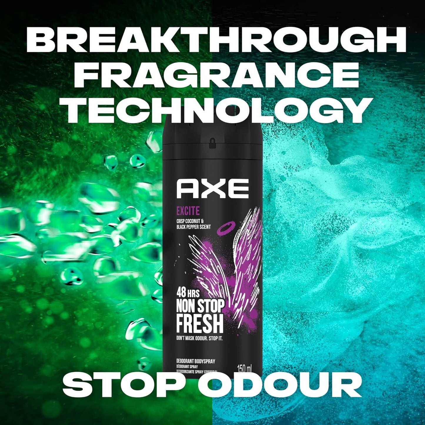 AXE EXCITE Body Spray 48Hr High Definition Scent (Pack of 2)