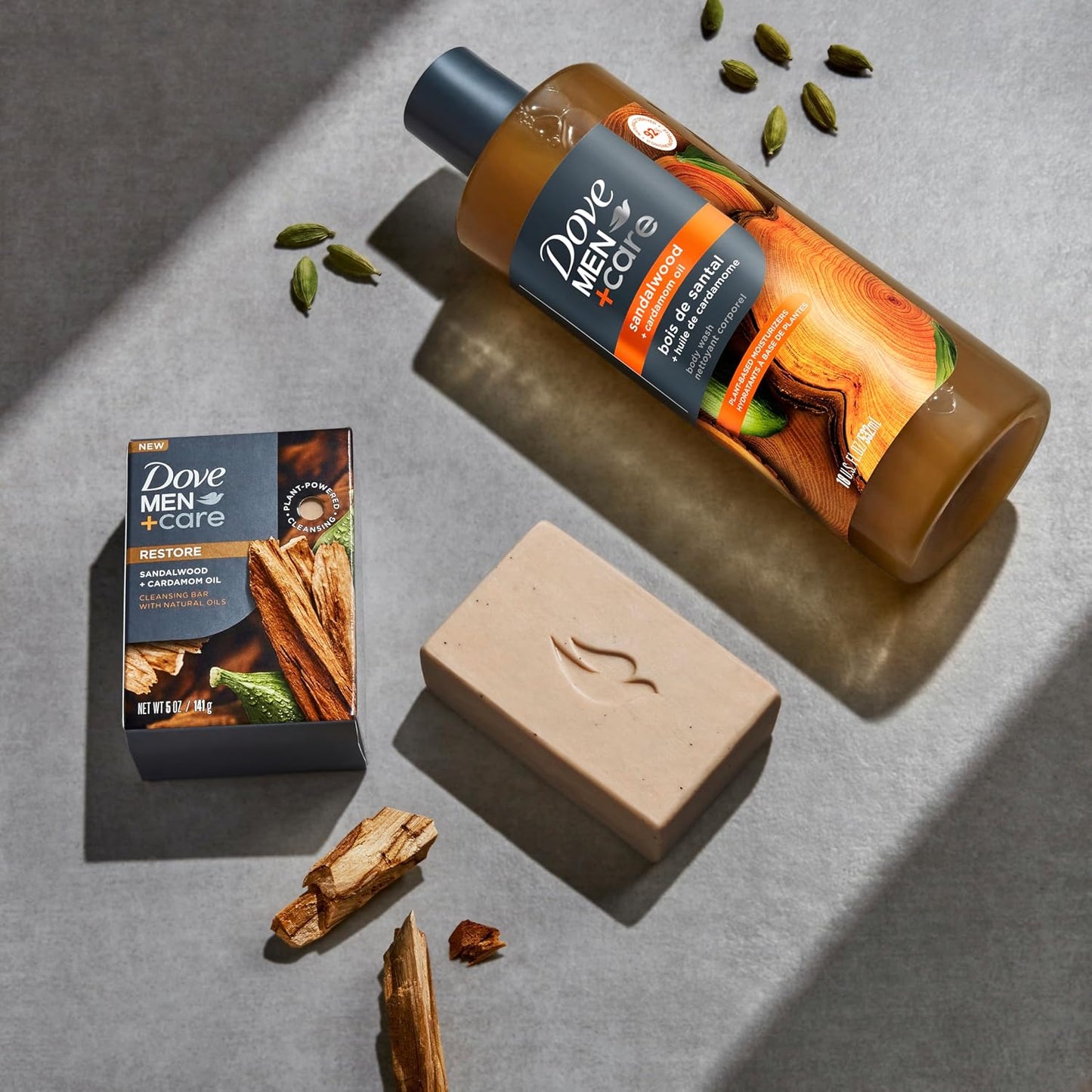 DOVE MEN CARE Moisturizing Body Wash Sandalwood & Cardamom Oil Plant-Based (26oz) - 2PK